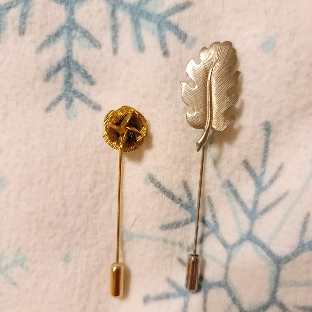 Vintage Leaf & Rose Tie/Lapel Pins.